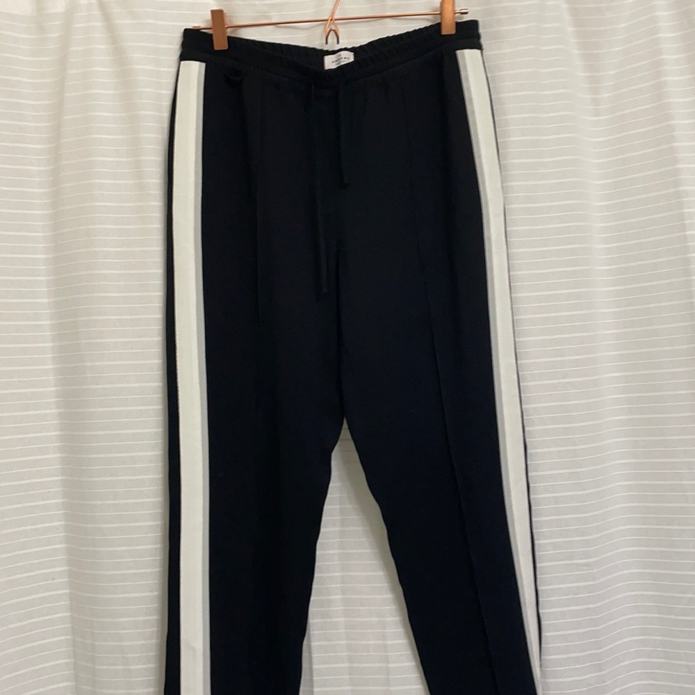 Black Jogger Pants with White Side Stripes